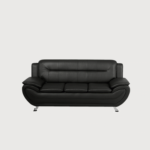 Ghế sofa da 3 chỗ màu đen leira hiện đại mã SF02