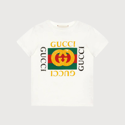 Áo thun vải cotton cổ tròn in logo Gucci mã AT28